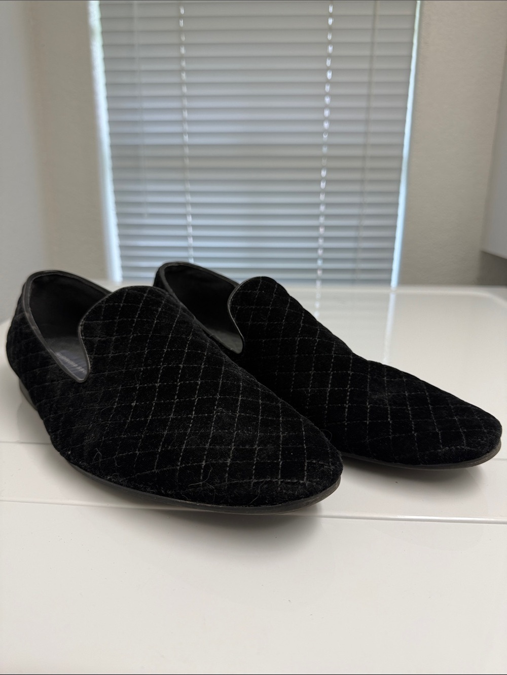 Giorgio Brutini Black Quilted Velvet Slip-On Loafers